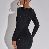 Sheer Long Sleeve Mini Dress – Elegant Fitted Party Dress