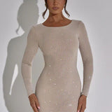 Sheer Long Sleeve Mini Dress – Elegant Fitted Party Dress