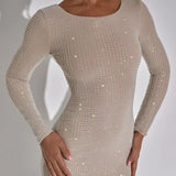 Sheer Long Sleeve Mini Dress – Elegant Fitted Party Dress