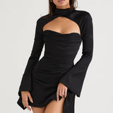 Cut Out Long Sleeve Mini Dress – Fitted Party Dress