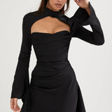 Cut Out Long Sleeve Mini Dress – Fitted Party Dress