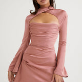 Cut Out Long Sleeve Mini Dress – Fitted Party Dress