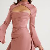 Cut Out Long Sleeve Mini Dress – Fitted Party Dress