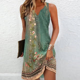 Amysaint | Vintage Floral Summer Dress Sleeveless V-Neck Casual