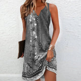 Amysaint | Vintage Floral Summer Dress Sleeveless V-Neck Casual