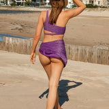 Amysaint Purple Lurex Knotted Cover-Up Skirt