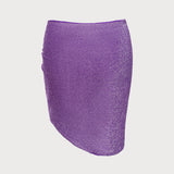 Amysaint Purple Lurex Knotted Cover-Up Skirt