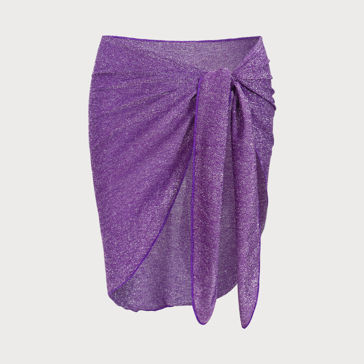 Amysaint Purple Lurex Knotted Cover-Up Skirt