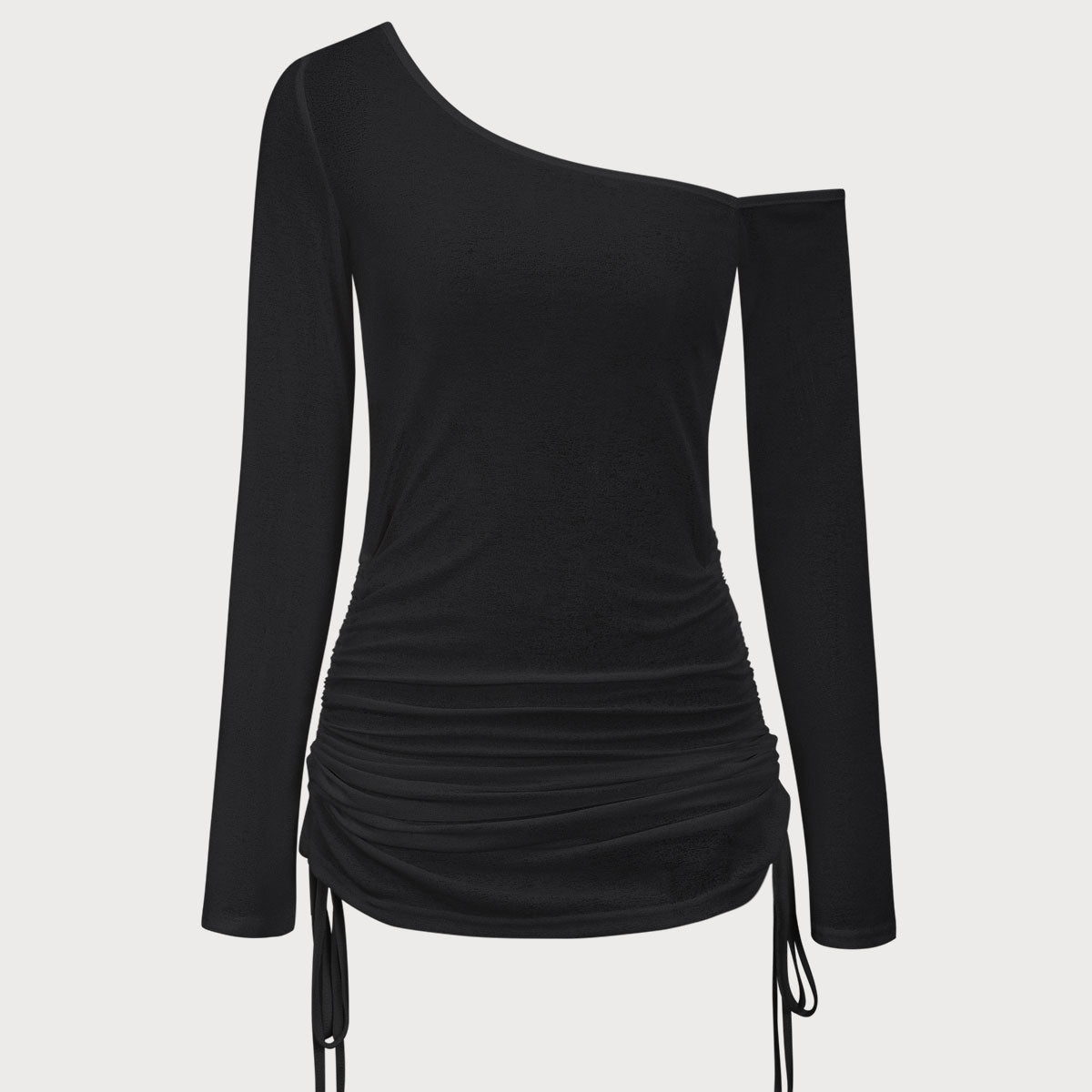 Amysaint White Ruched One Shoulder Cover-up
