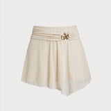 Amysaint Off White Star Decorated Mesh Skirt
