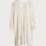 Amysaint Off White V-Neck Cutout Cover-up