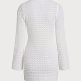 Amysaint Off White O-Ring Sleeve Cutout Cover-ups