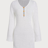 Amysaint Off White O-Ring Sleeve Cutout Cover-ups