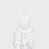 Amysaint White Openwork Sleeveless Cover-up