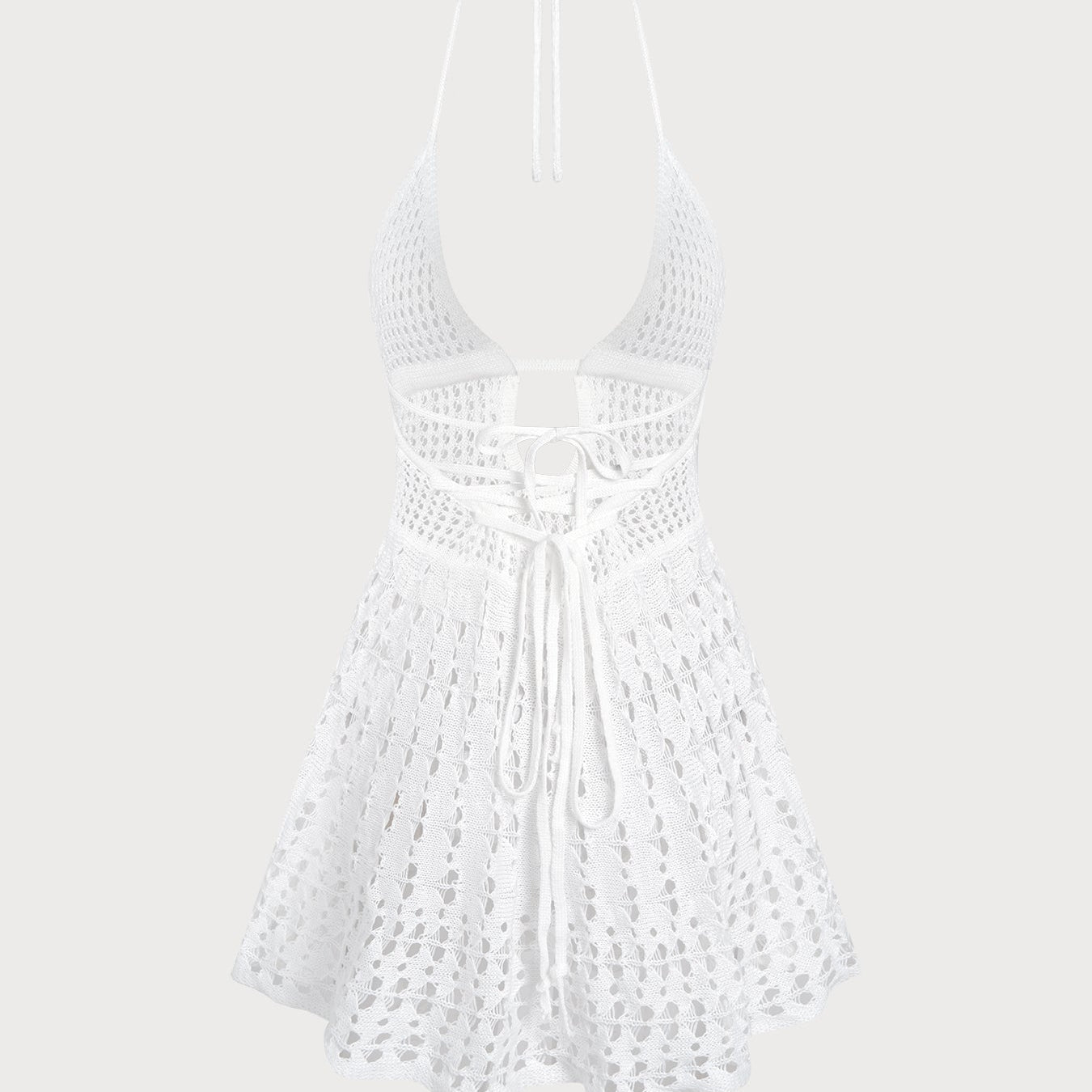 Amysaint White Openwork Sleeveless Cover-up
