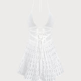 Amysaint White Openwork Sleeveless Cover-up
