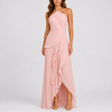 Women’s Pleated Ruffle Halter Maxi Dress for Weddings & Events