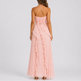 Women’s Pleated Ruffle Halter Maxi Dress for Weddings & Events