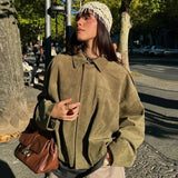 Women's Bomber Jacket Oversized Cropped Zip Front