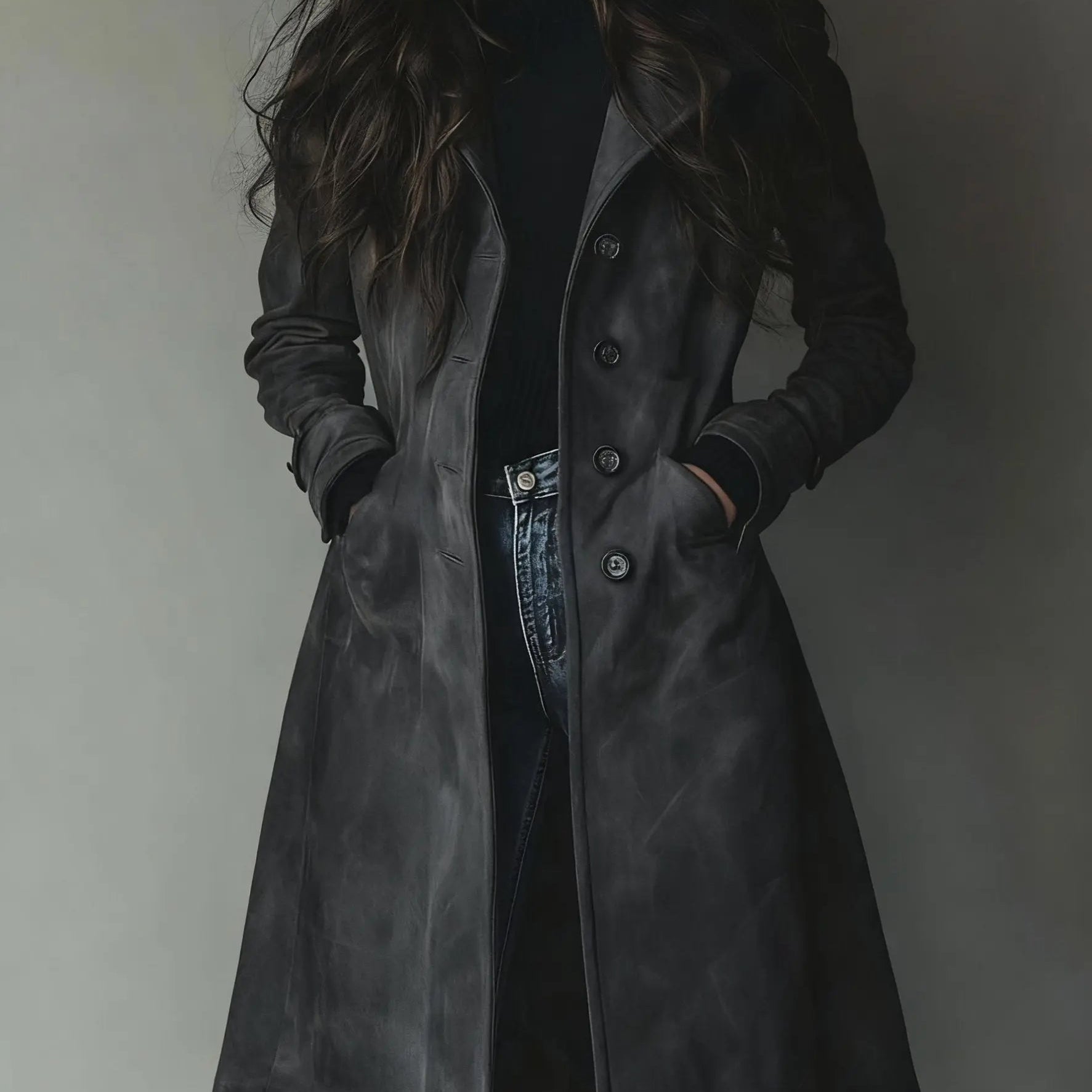 Women's Double-Breasted Trench Coat Classic Vintage Style
