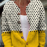 Women's Polka Dot Cardigan Buttoned Knit Jumper