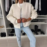 Women's Quilted Bomber Jacket Zip Front Diamond Pattern