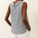 Women's Sleeveless Roll Collar Top Relaxed Fit Summer