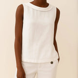Women's Sleeveless Roll Collar Top Relaxed Fit Summer