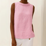 Women's Sleeveless Roll Collar Top Relaxed Fit Summer