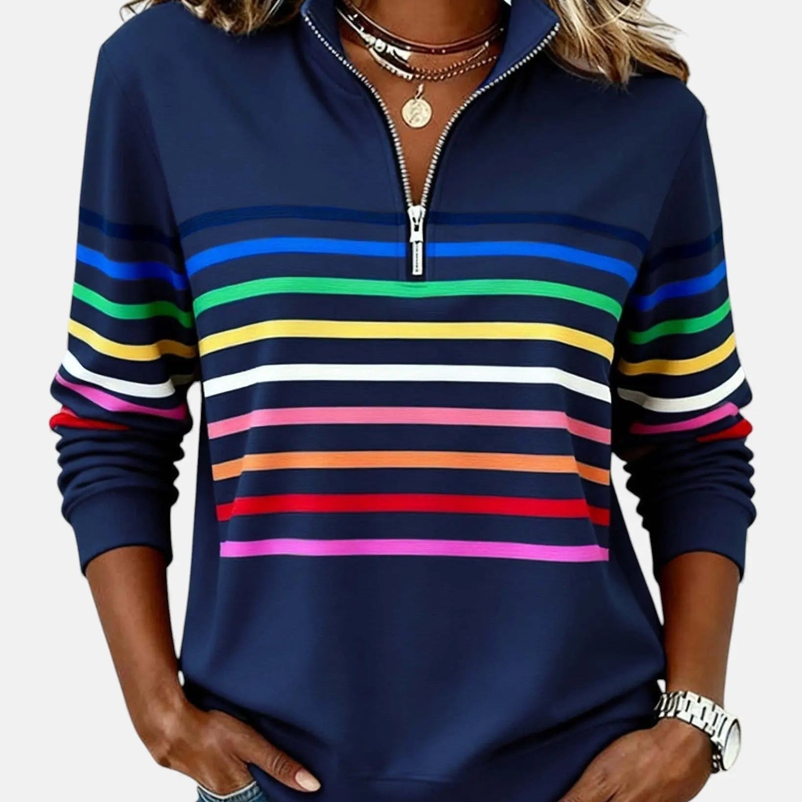 Women's Zip Jumper Quarter Zip Pullover Relaxed Fit