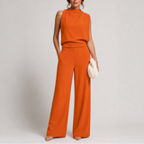 Women’s Jumpsuit with Sleeveless Upper and Wide-Leg Design