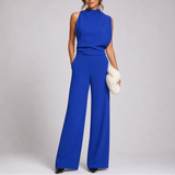 Women’s Jumpsuit with Sleeveless Upper and Wide-Leg Design