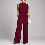 Women’s Jumpsuit with Sleeveless Upper and Wide-Leg Design