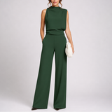 Women’s Jumpsuit with Sleeveless Upper and Wide-Leg Design