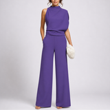 Women’s Jumpsuit with Sleeveless Upper and Wide-Leg Design