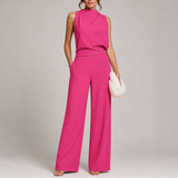 Women’s Jumpsuit with Sleeveless Upper and Wide-Leg Design