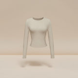 Long Sleeve Fitted Crop Top with Thumbhole Cuffs