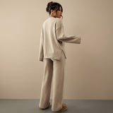 Relaxed Knit Lounge Set with Sweater and Wide Leg Pants