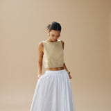 Sleeveless Textured Crop Top with Clean Neckline