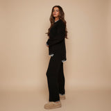 Contrast Trim Knit Lounge Set with Sweater and Pants
