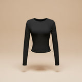 Long Sleeve Fitted Crop Top with Thumbhole Cuffs
