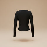 Long Sleeve Fitted Crop Top with Thumbhole Cuffs