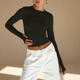 Long Sleeve Fitted Top with Thumbhole Detail