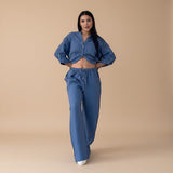 Relaxed Button Down Shirt and Wide Leg Pants Set