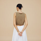 Sleeveless Textured Crop Top with Clean Neckline