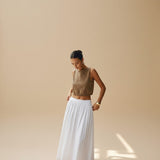 Sleeveless Textured Crop Top with Clean Neckline