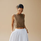 Sleeveless Textured Crop Top with Clean Neckline