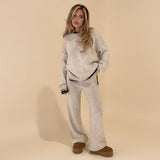 Contrast Trim Knit Lounge Set with Sweater and Pants