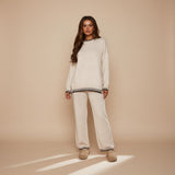 Contrast Trim Knit Lounge Set with Sweater and Pants