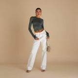 Long Sleeve Fitted Top with Thumbhole Detail